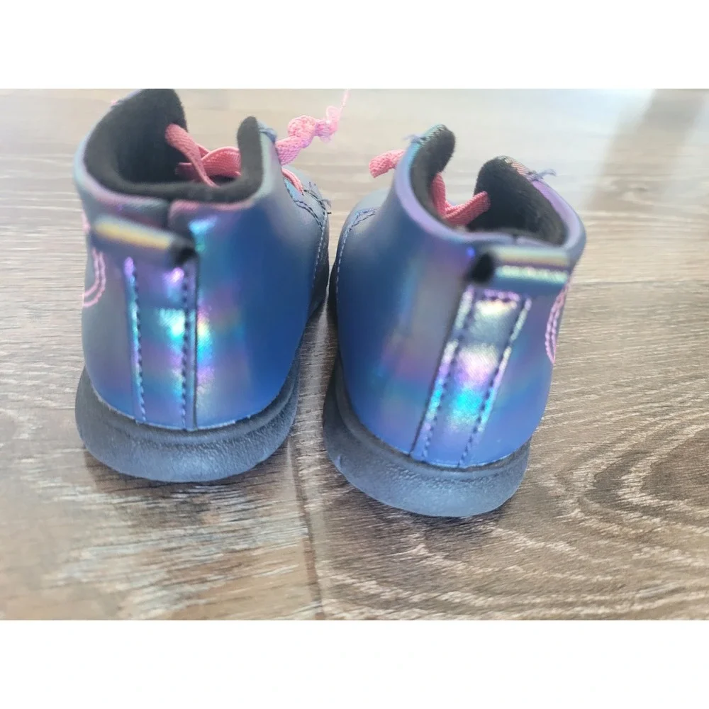 Carter's Baby Girls Iridescent Heart High Top Boots Purple Pink 3 #5